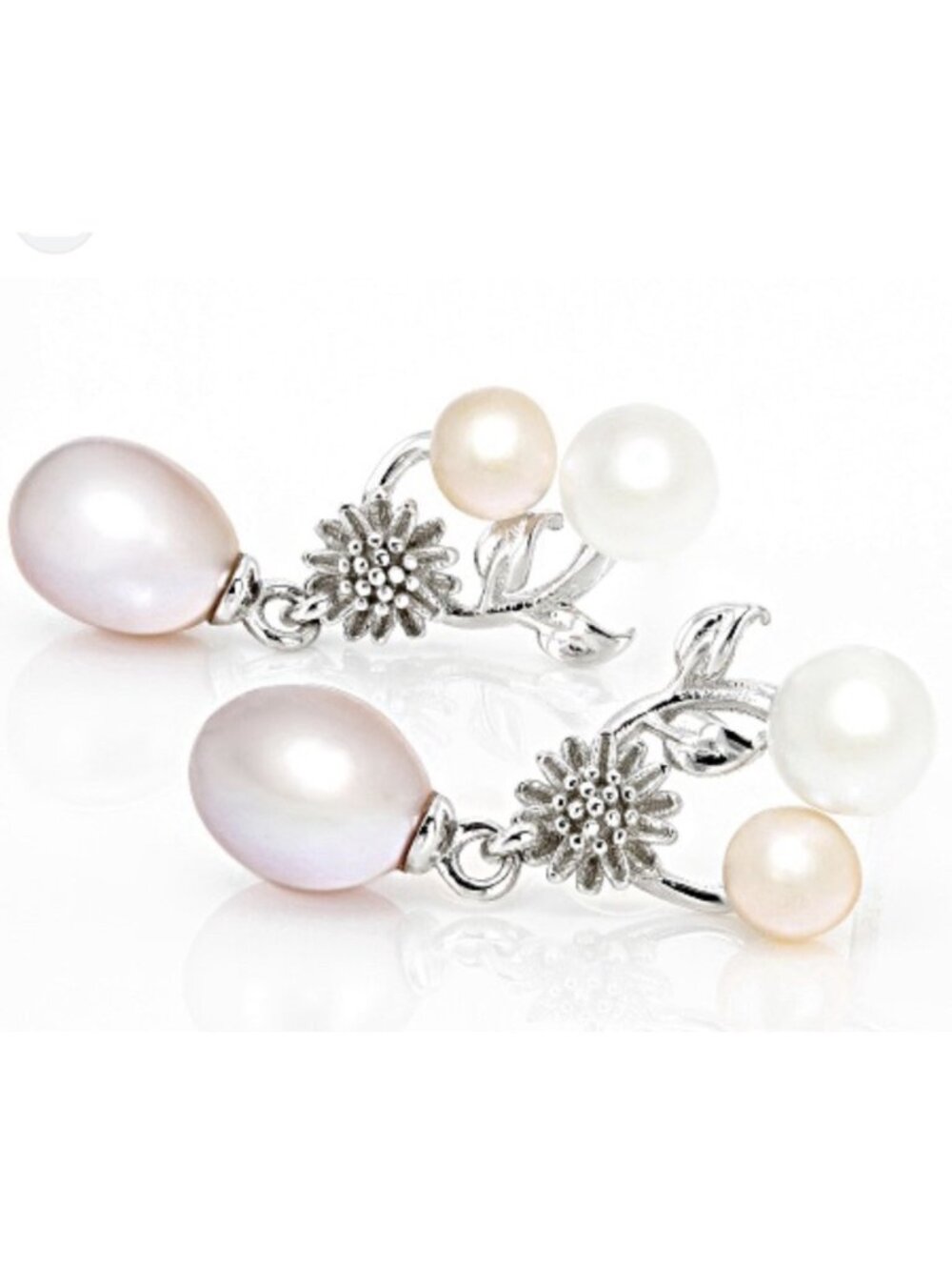 OP Sterling Silver 925 Multi Colored Freshwater Cultured Pearls Dangle Earrings